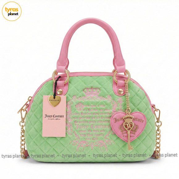 Juicy Couture Handbags - Juicy Tale Crossbody Bag Retro Green Pink Bag with Key Heart Charms - Viral